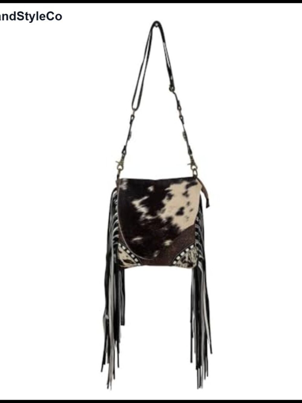 Genuine Leather Fringe Purse Western Boho Handbag with Buffalo Strap Cowgirl
